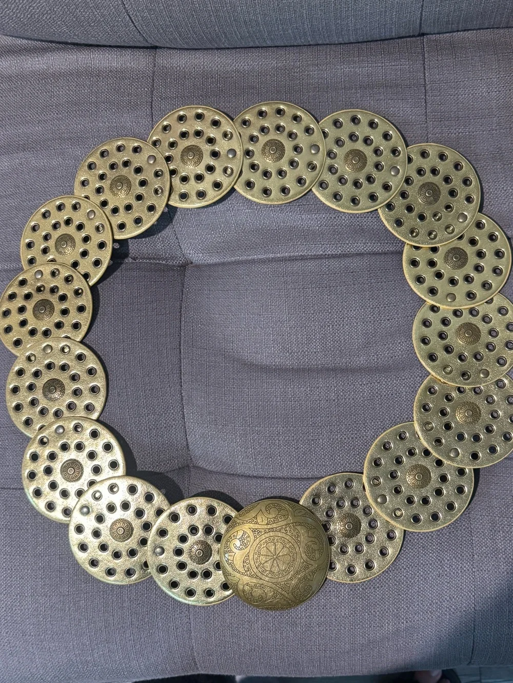 Wide Disc Belt for Women Vintage Leather Hollow Out Round Belt Western Waist Bel